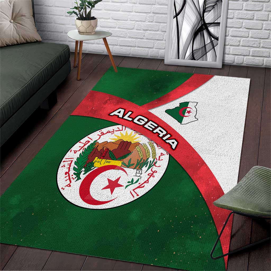Algeria Area Rug with National Emblem and Map Design TS04