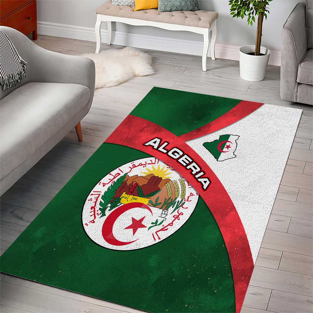 Algeria Area Rug with National Emblem and Map Design TS04