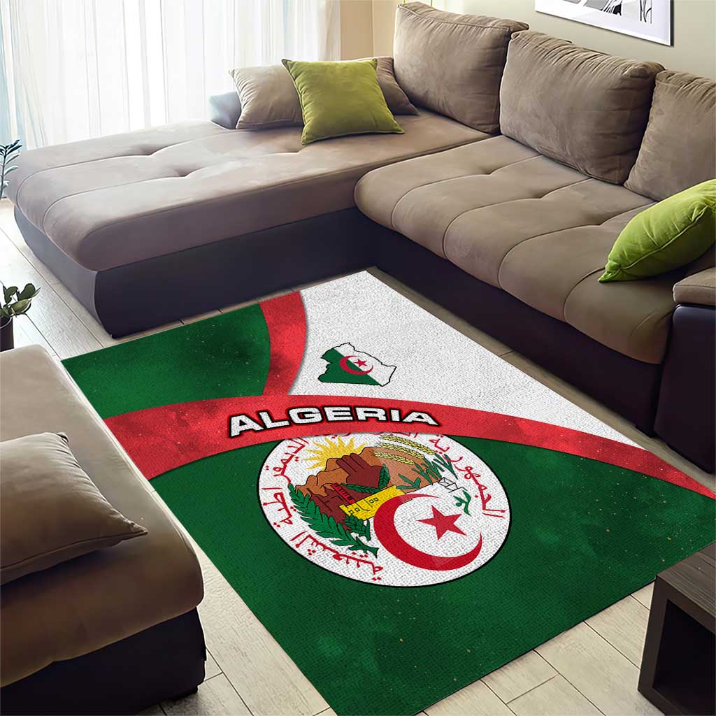 Algeria Area Rug with National Emblem and Map Design TS04