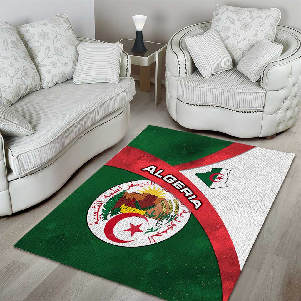 Algeria Area Rug with National Emblem and Map Design TS04