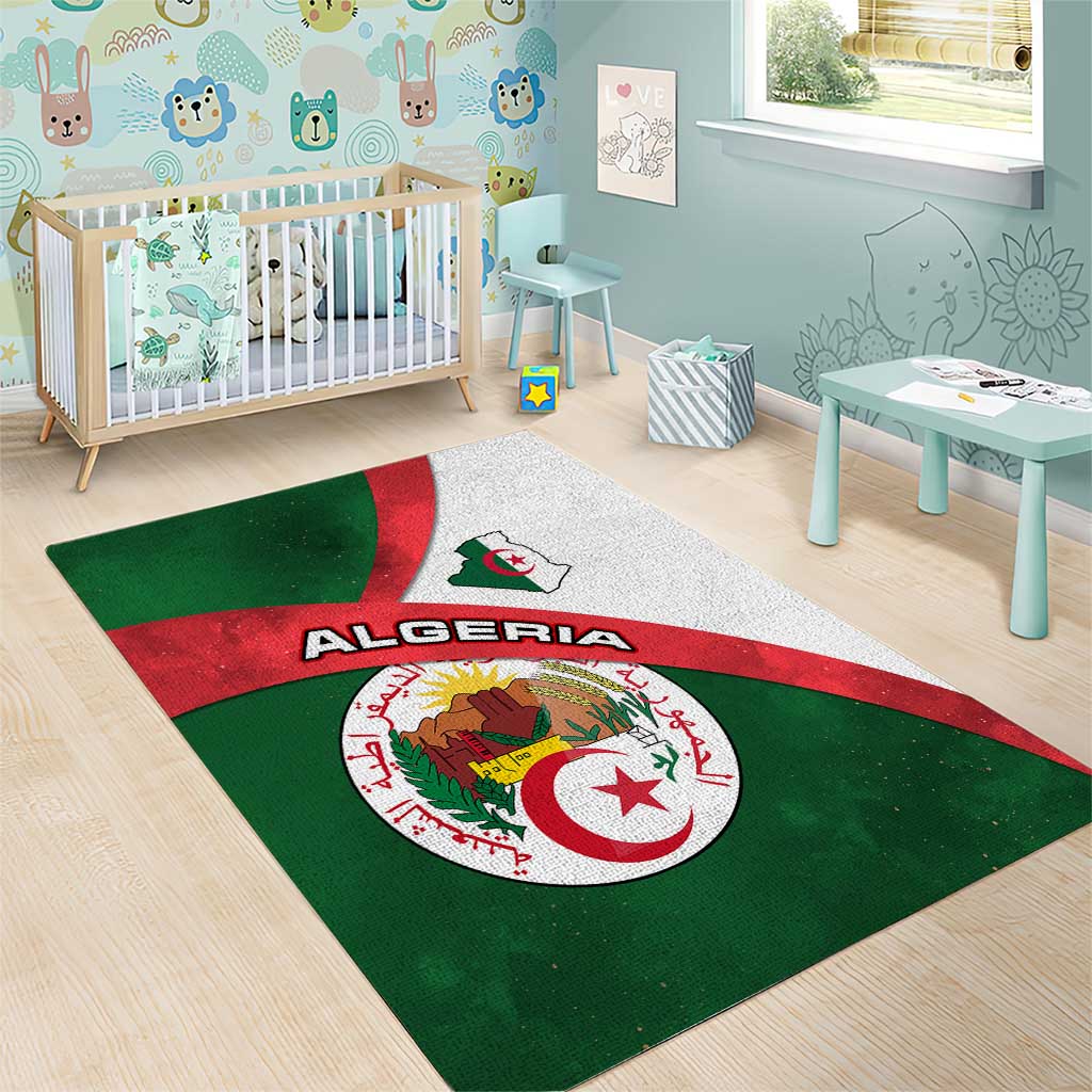Algeria Area Rug with National Emblem and Map Design TS04