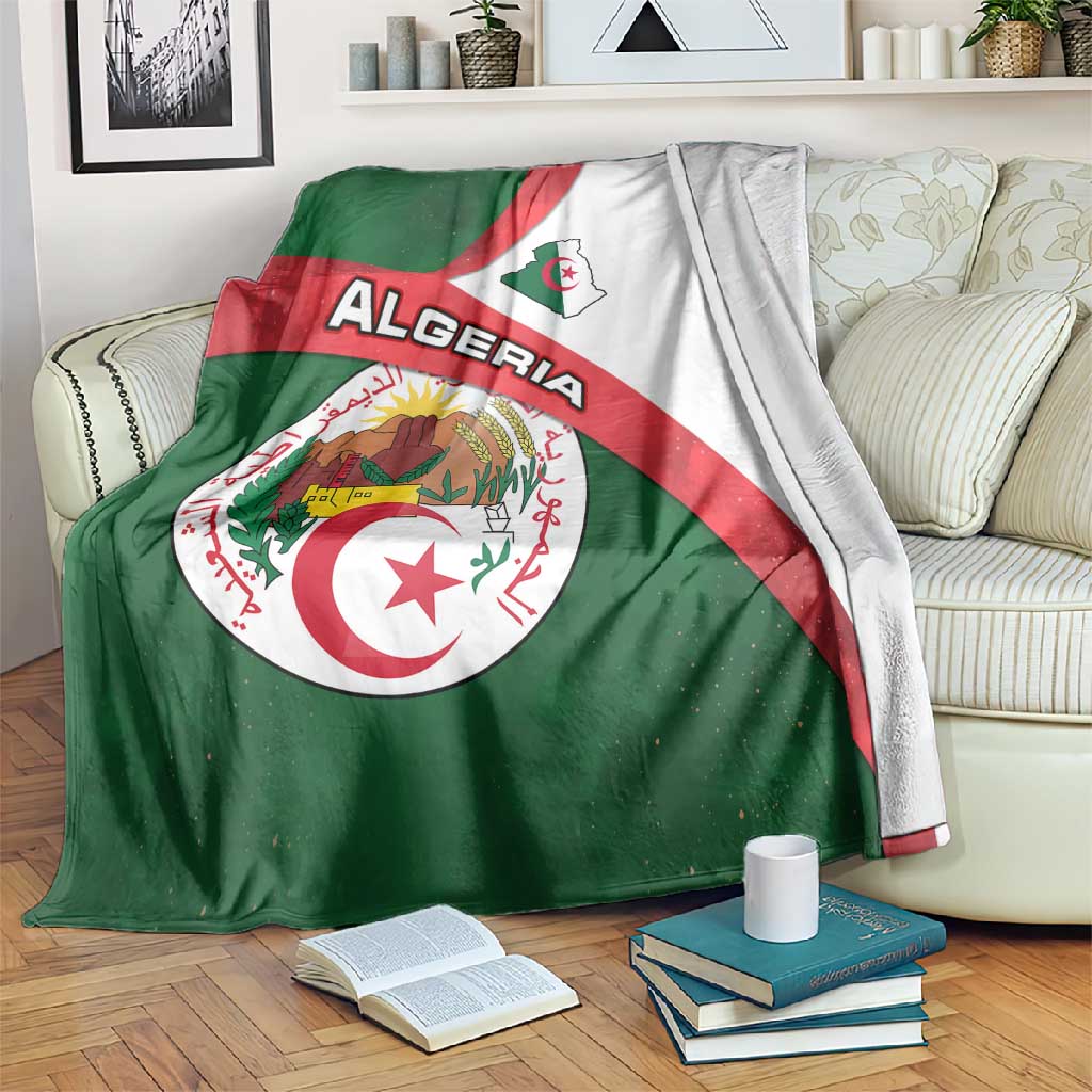 Algeria Blanket with National Emblem and Map Design TS04