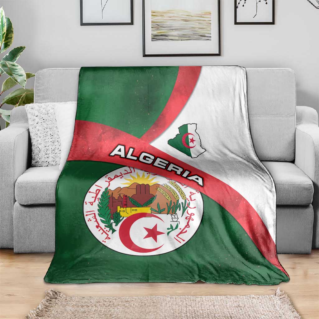 Algeria Blanket with National Emblem and Map Design TS04