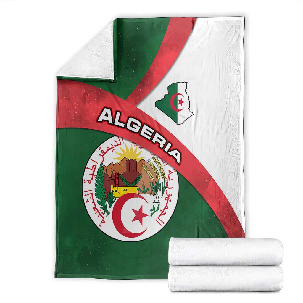 Algeria Blanket with National Emblem and Map Design TS04