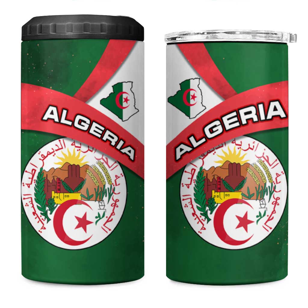 Algeria 4 in 1 Can Cooler Tumbler with National Emblem and Map Design TS04