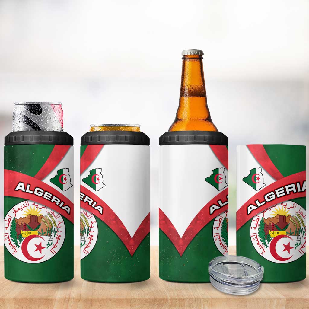 Algeria 4 in 1 Can Cooler Tumbler with National Emblem and Map Design TS04