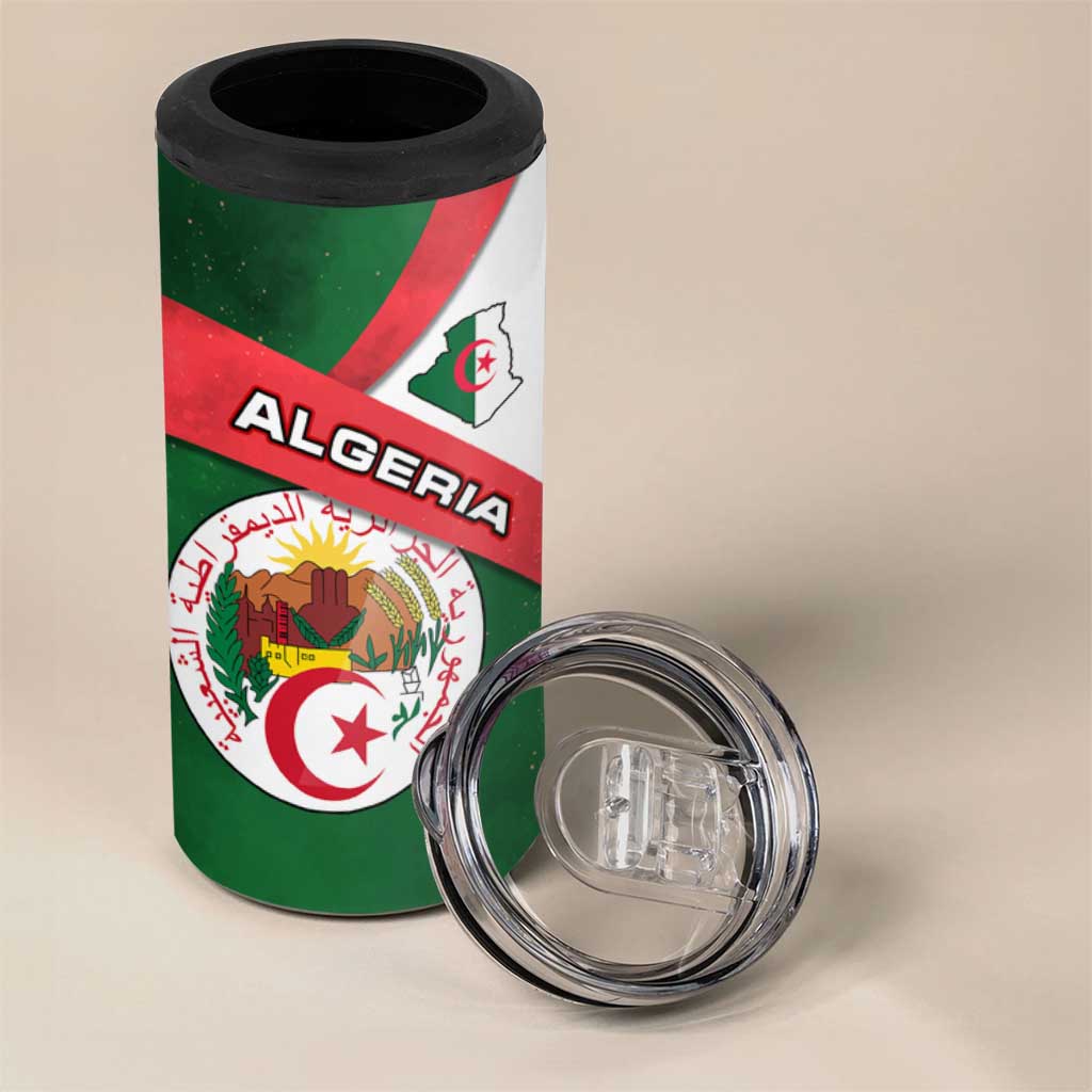 Algeria 4 in 1 Can Cooler Tumbler with National Emblem and Map Design TS04