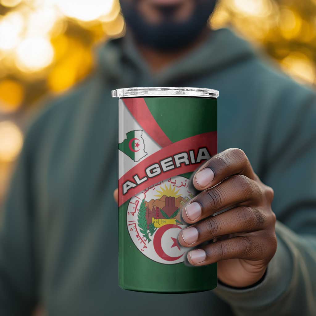 Algeria 4 in 1 Can Cooler Tumbler with National Emblem and Map Design TS04