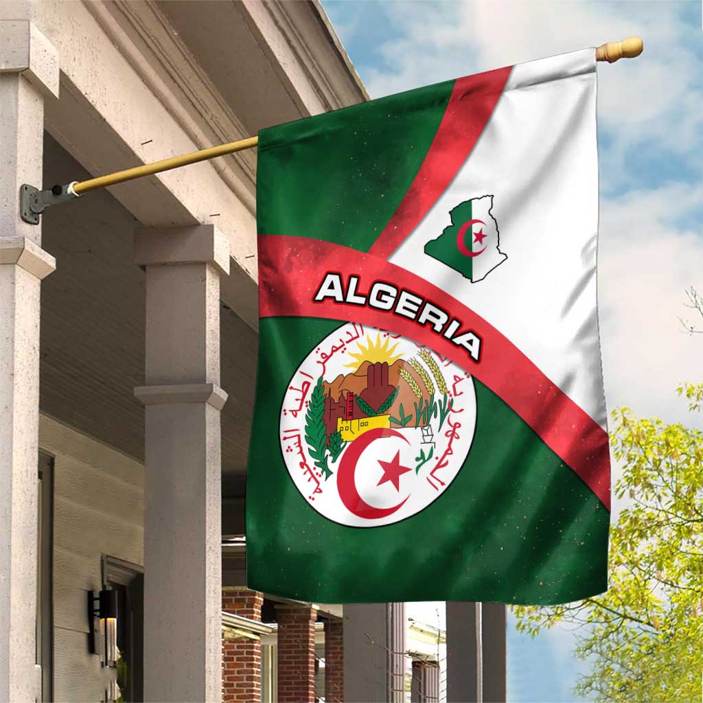 Algeria Garden Flag with National Emblem and Map Design TS04