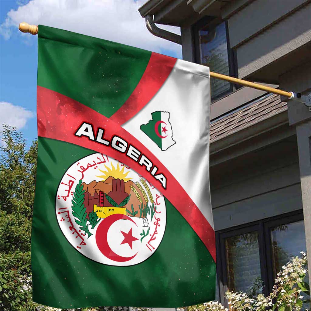 Algeria Garden Flag with National Emblem and Map Design TS04