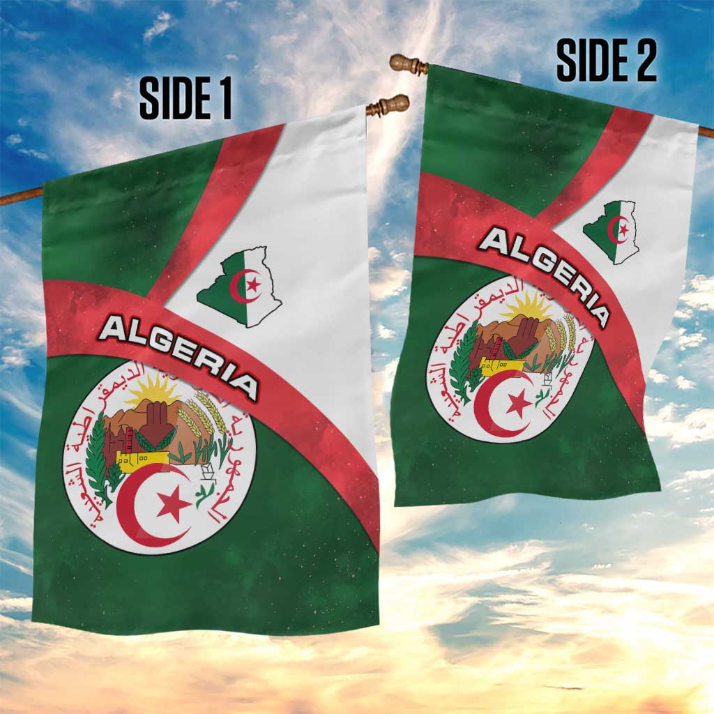Algeria Garden Flag with National Emblem and Map Design TS04