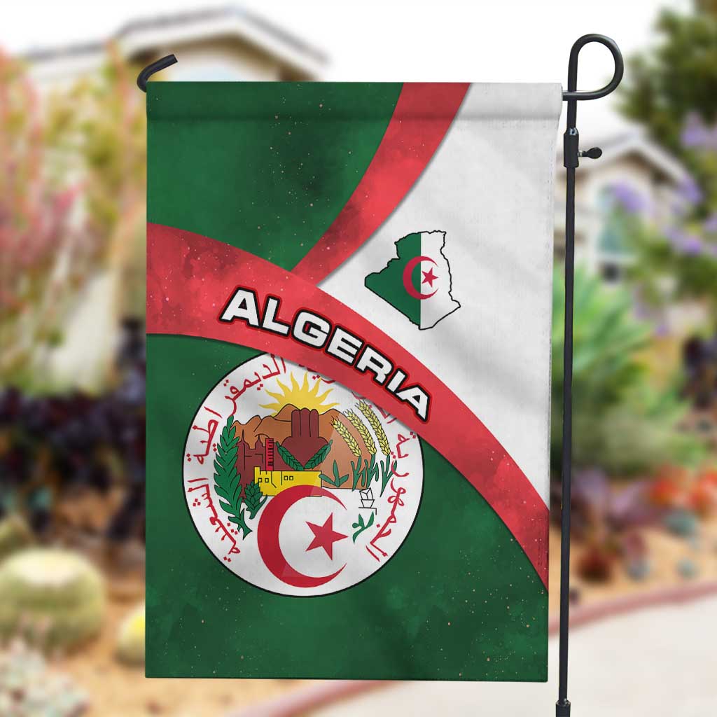 Algeria Garden Flag with National Emblem and Map Design TS04