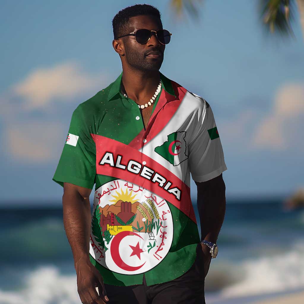 Algeria Hawaiian Shirt with National Emblem and Map Design TS04