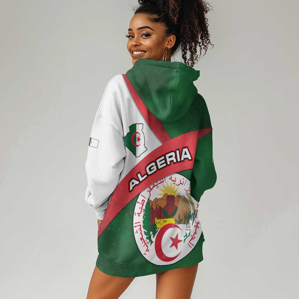Algeria Hoodie Dress with National Emblem and Map Design TS04