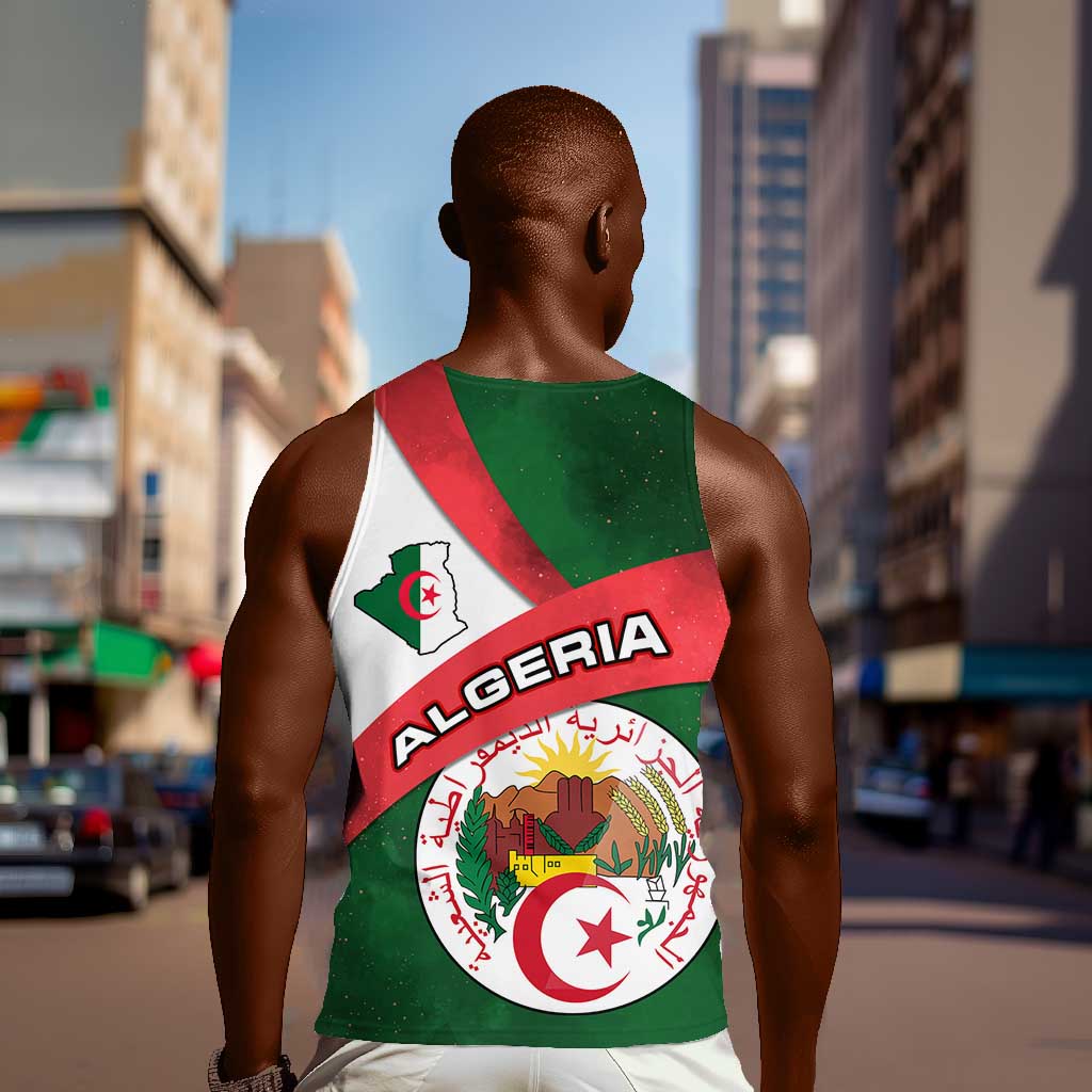 Algeria Men Tank Top with National Emblem and Map Design TS04