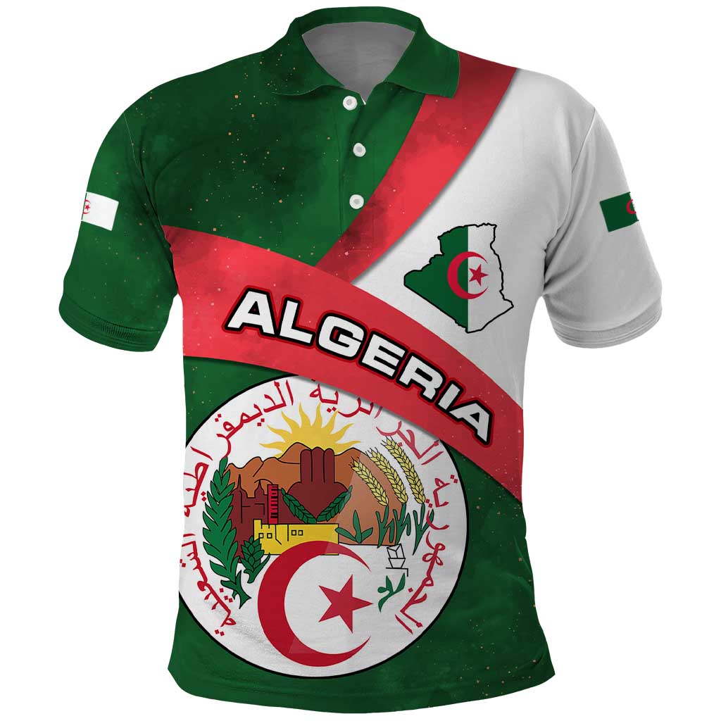 Algeria Polo Shirt with National Emblem and Map Design TS04