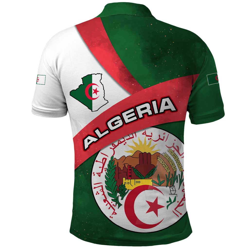 Algeria Polo Shirt with National Emblem and Map Design TS04