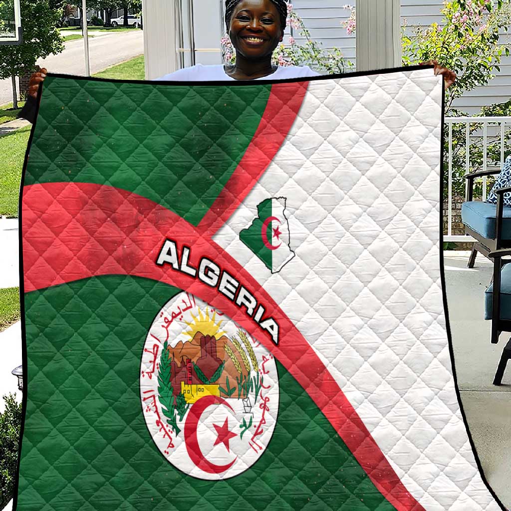 Algeria Quilt with National Emblem and Map Design TS04