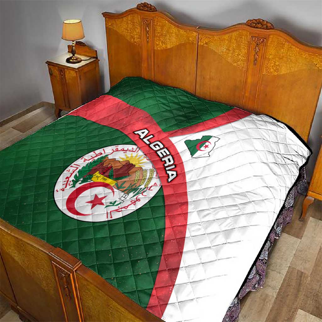 Algeria Quilt with National Emblem and Map Design TS04