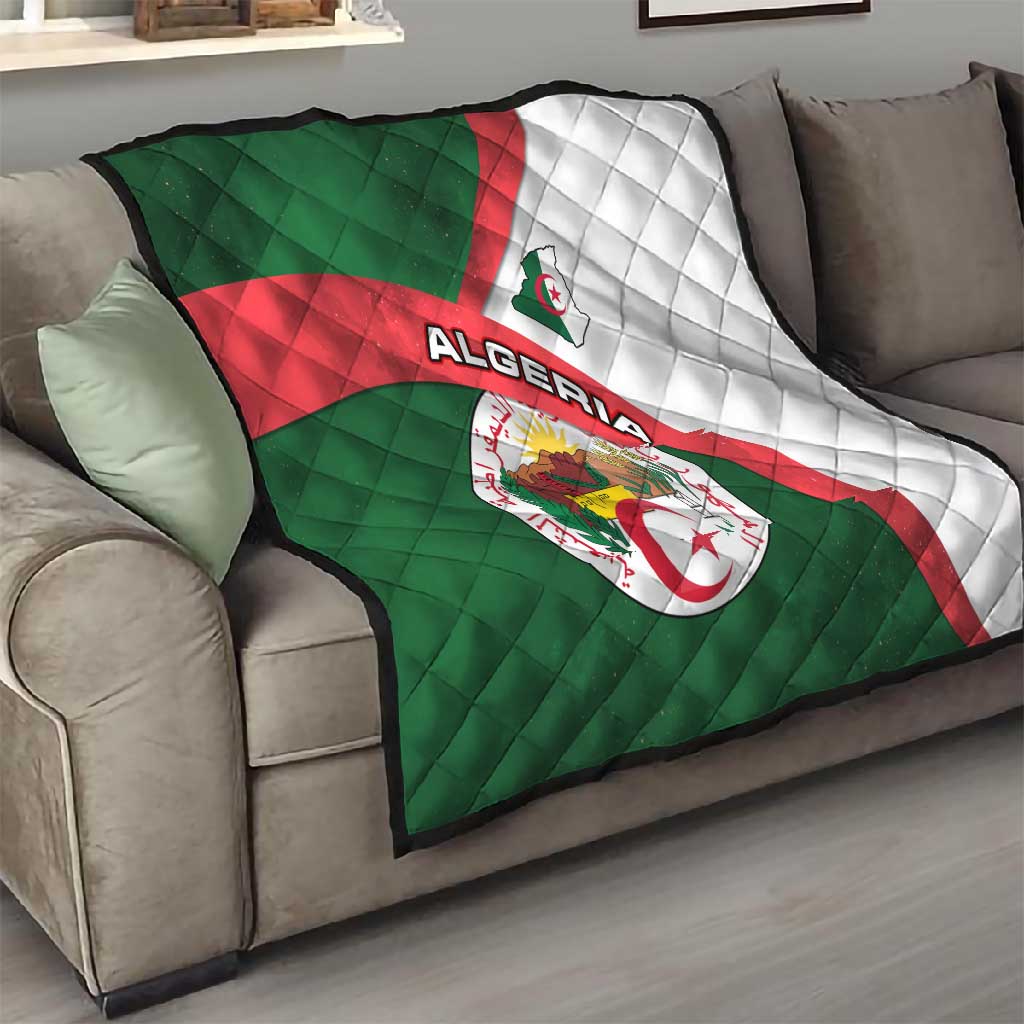 Algeria Quilt with National Emblem and Map Design TS04