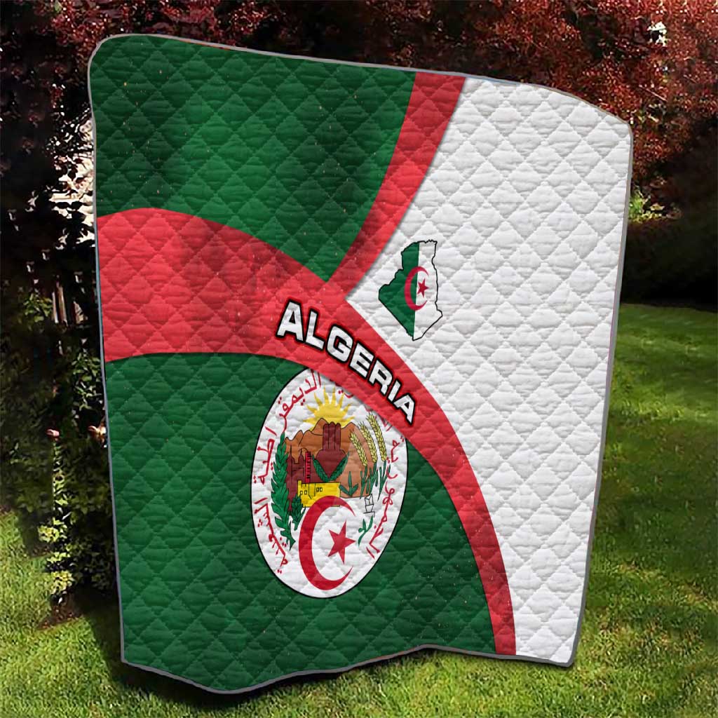 Algeria Quilt with National Emblem and Map Design TS04