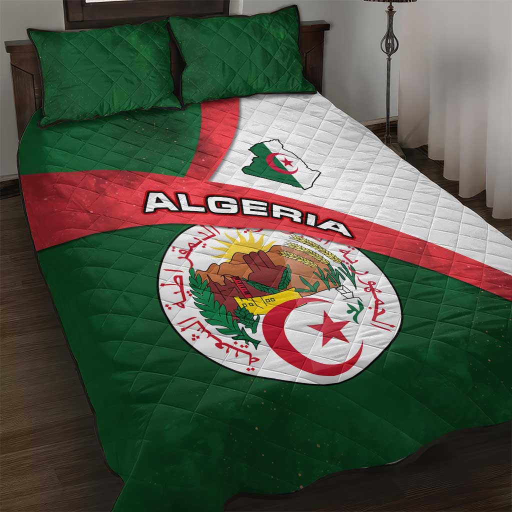 Algeria Quilt Bed Set with National Emblem and Map Design TS04