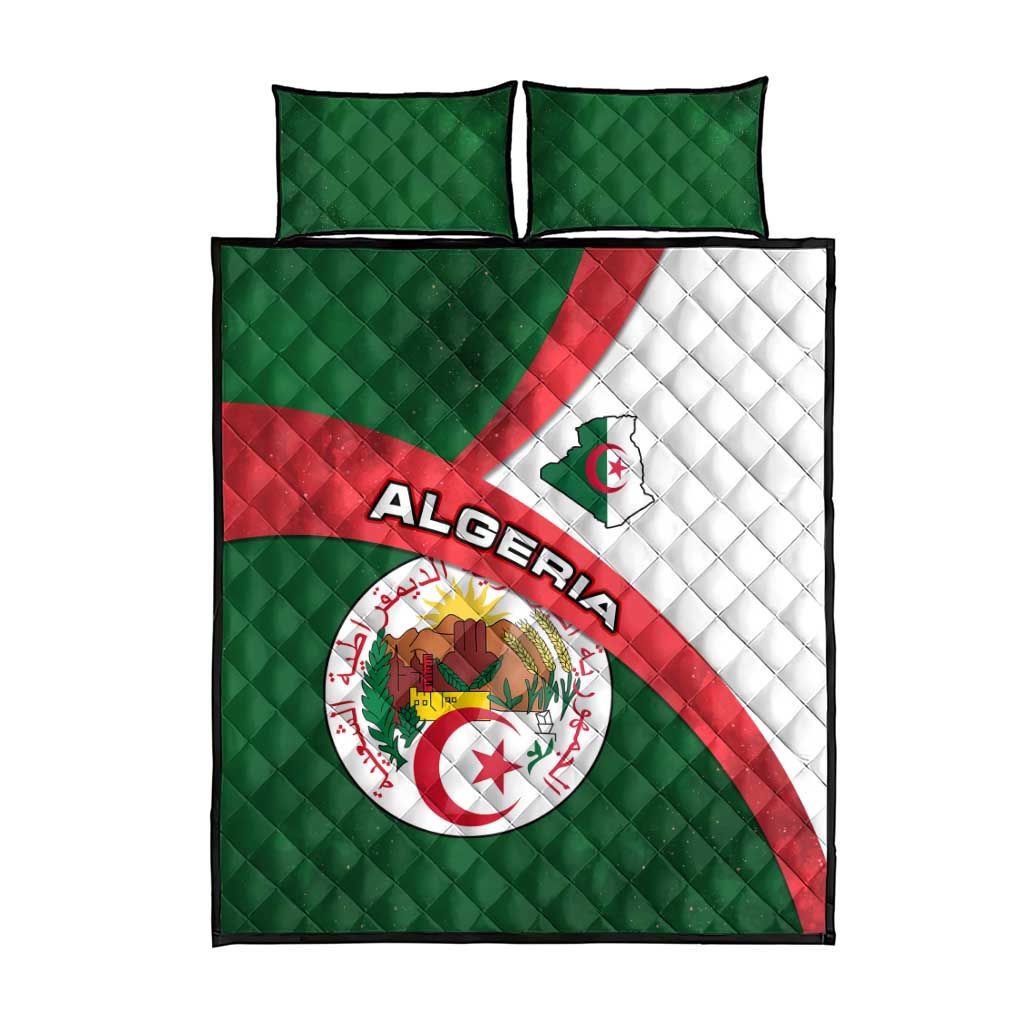 Algeria Quilt Bed Set with National Emblem and Map Design TS04