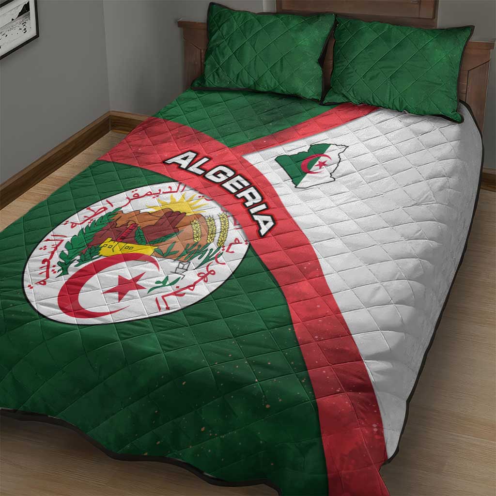Algeria Quilt Bed Set with National Emblem and Map Design TS04