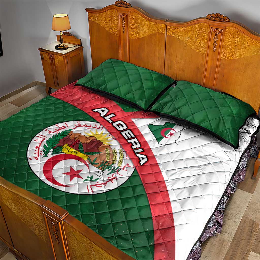 Algeria Quilt Bed Set with National Emblem and Map Design TS04