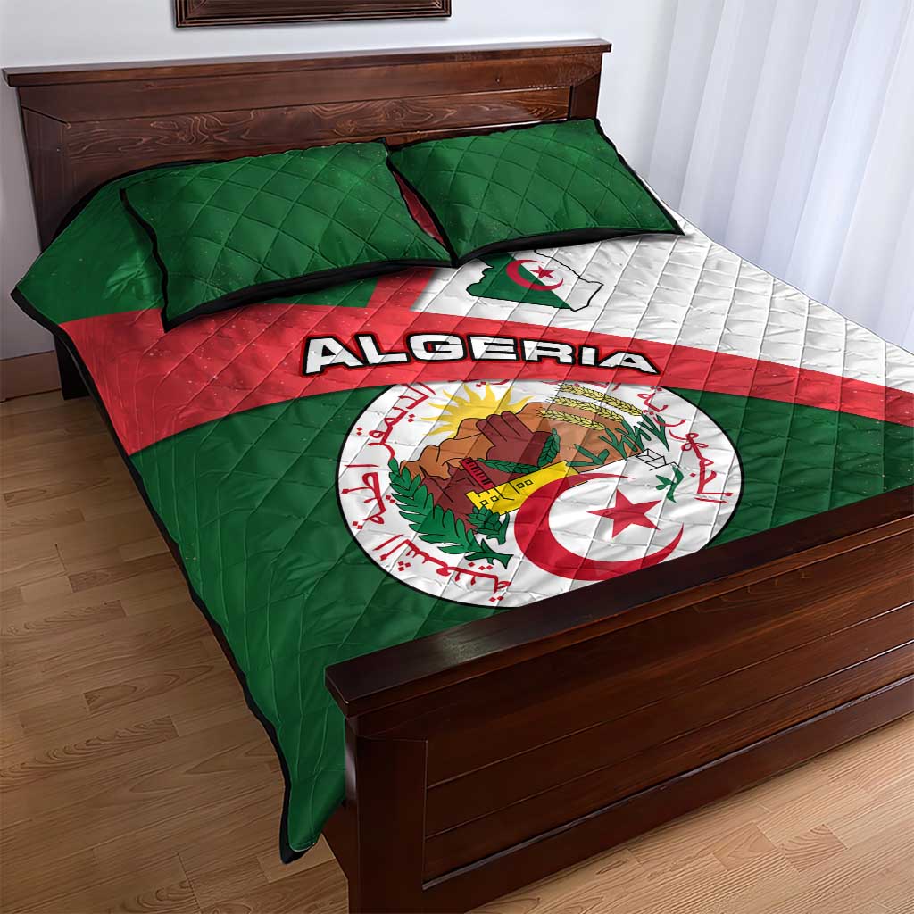 Algeria Quilt Bed Set with National Emblem and Map Design TS04