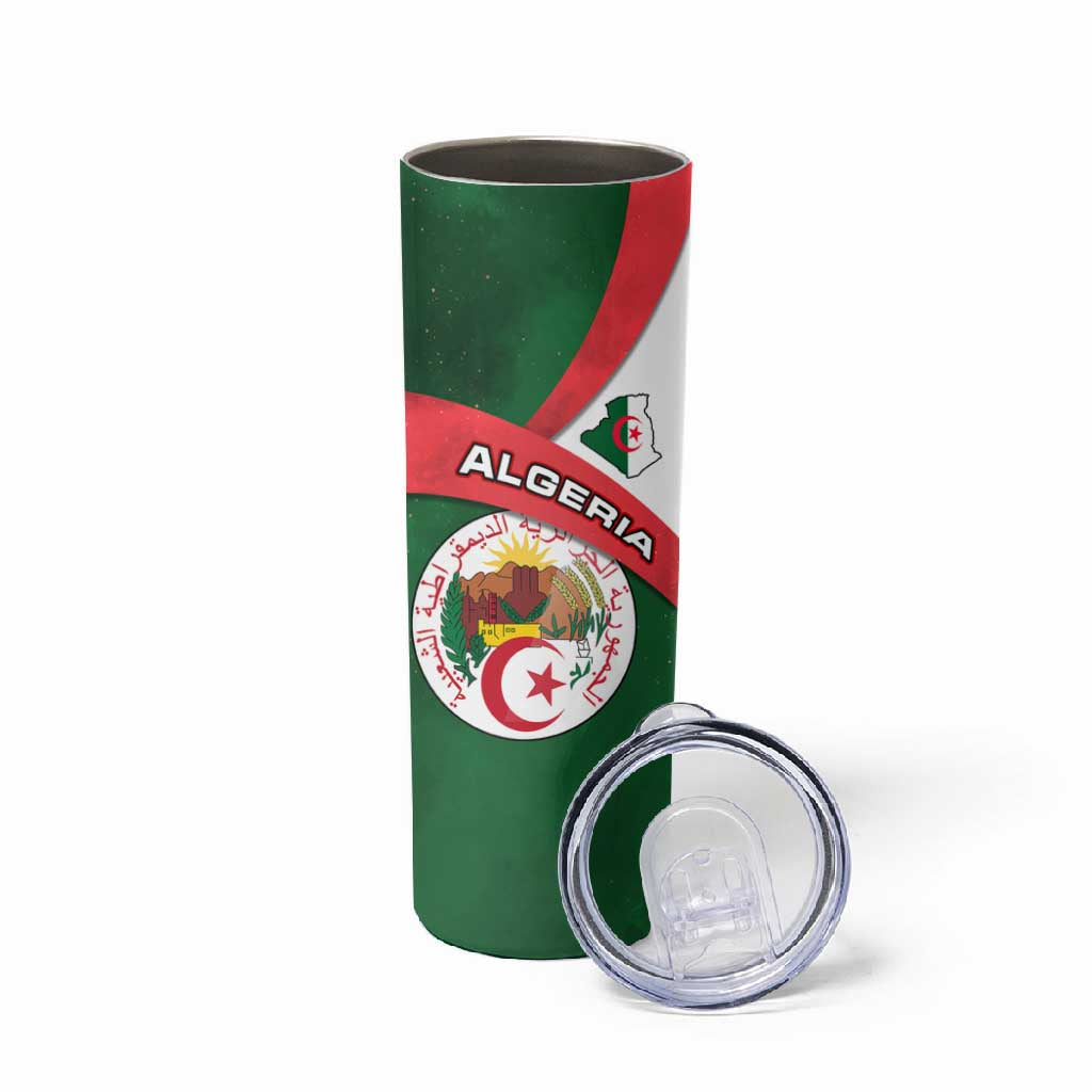 Algeria Skinny Tumbler with National Emblem and Map Design TS04