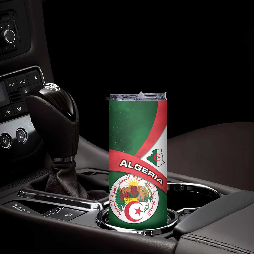 Algeria Skinny Tumbler with National Emblem and Map Design TS04