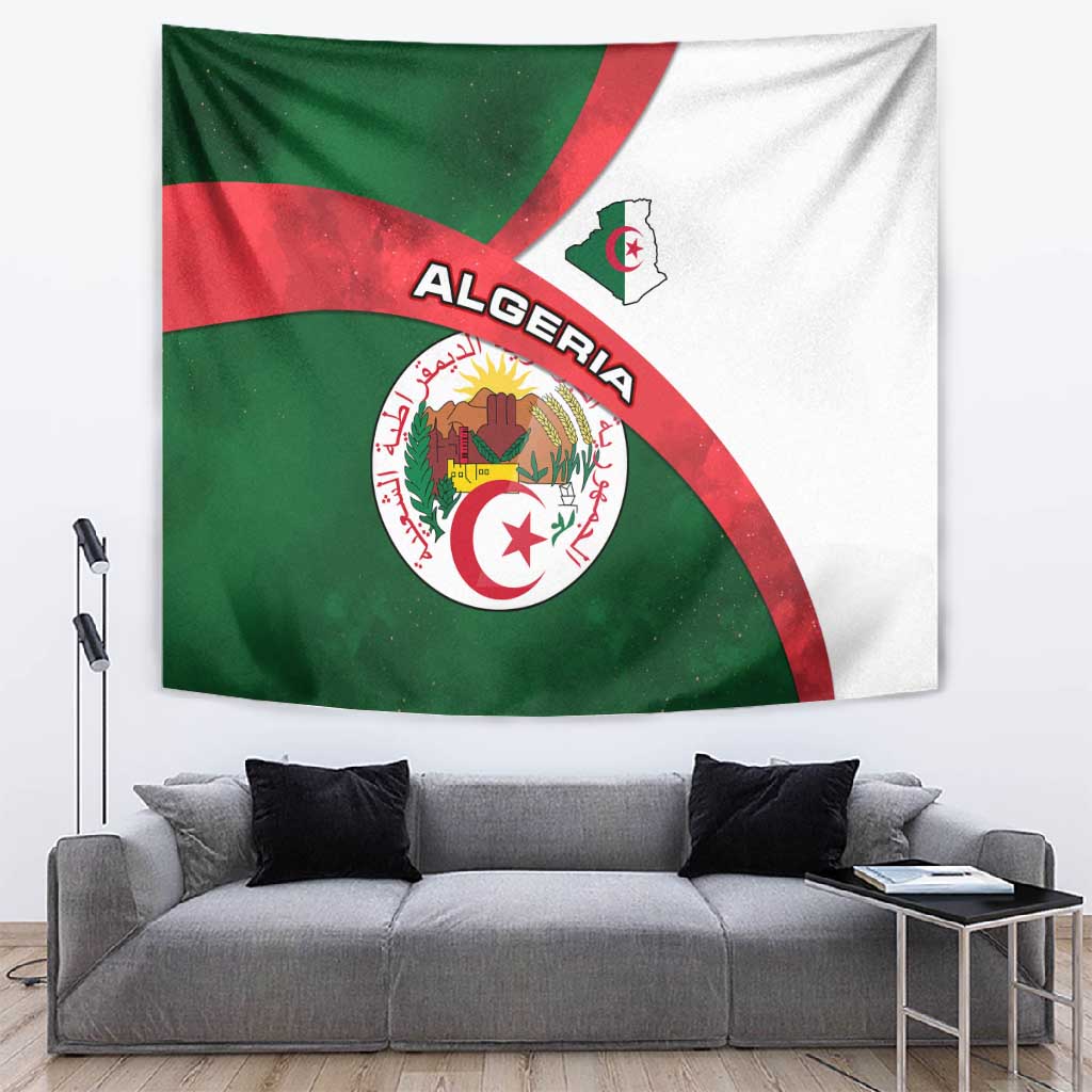 Algeria Tapestry with National Emblem and Map Design TS04