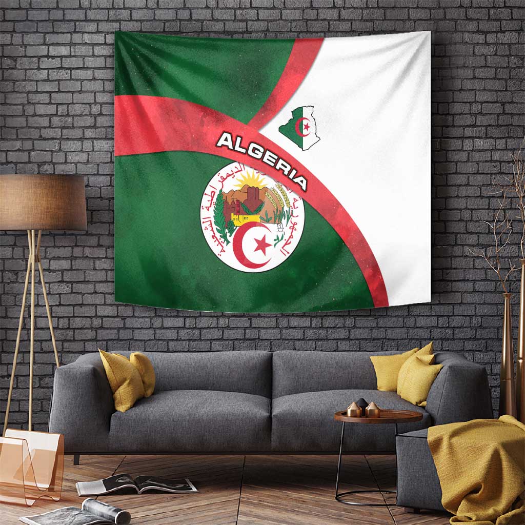 Algeria Tapestry with National Emblem and Map Design TS04