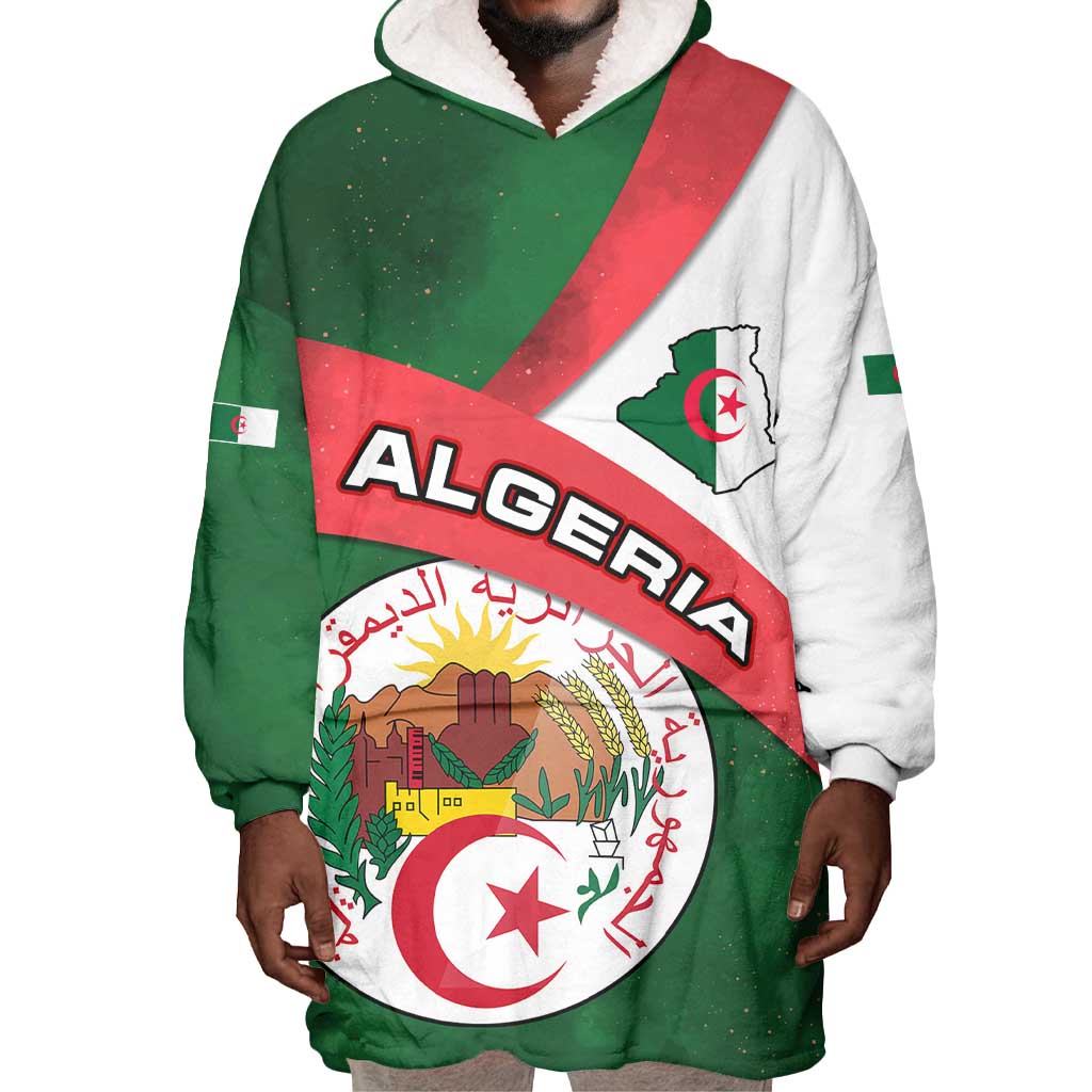 Algeria Wearable Blanket Hoodie with National Emblem and Map Design TS04