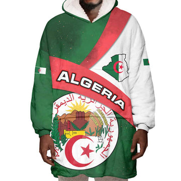 Algeria Wearable Blanket Hoodie with National Emblem and Map Design TS04