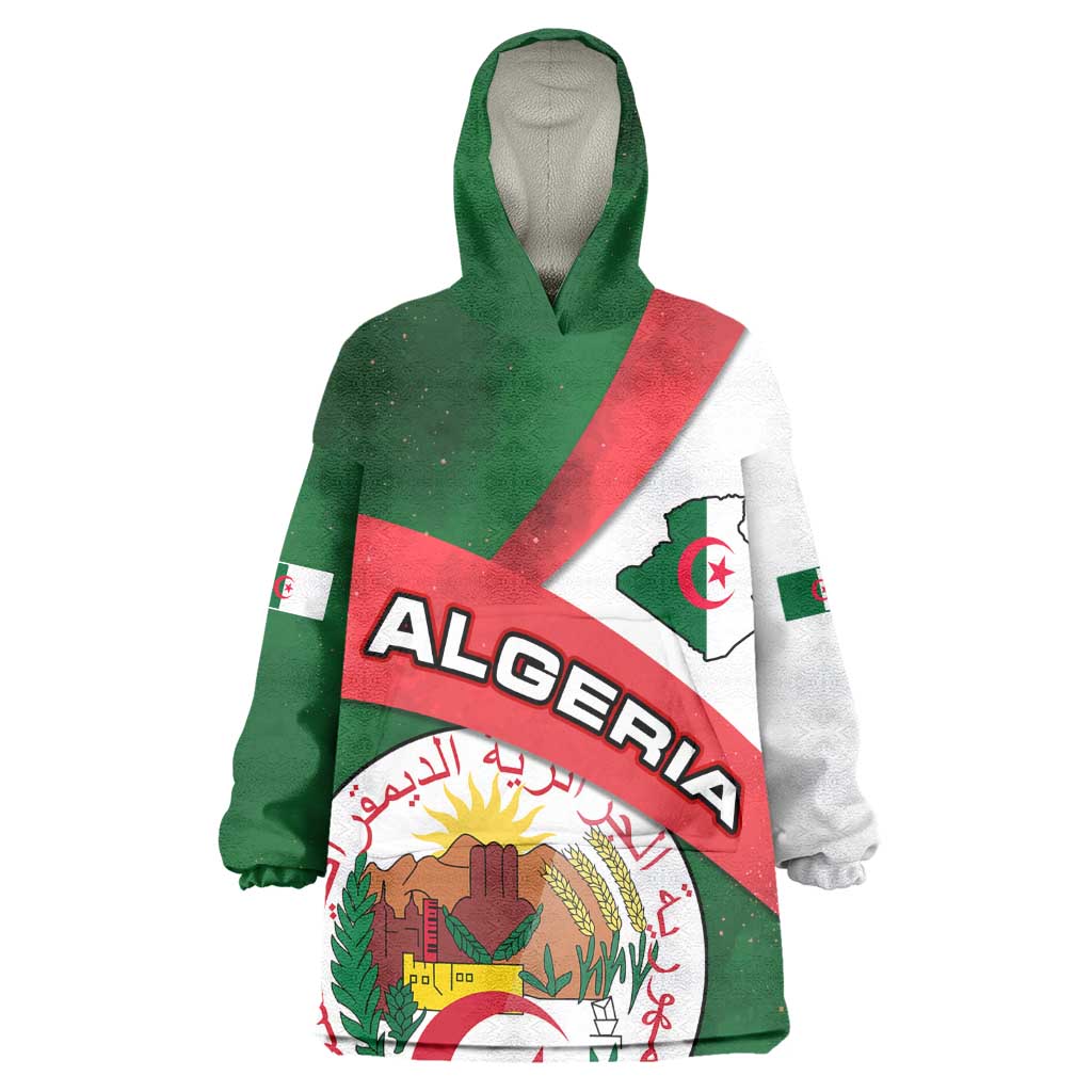 Algeria Wearable Blanket Hoodie with National Emblem and Map Design TS04