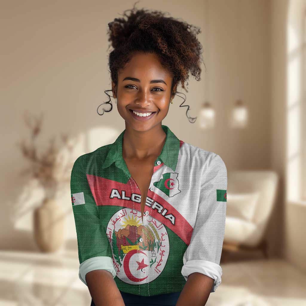 Algeria Women Casual Shirt with National Emblem and Map Design TS04