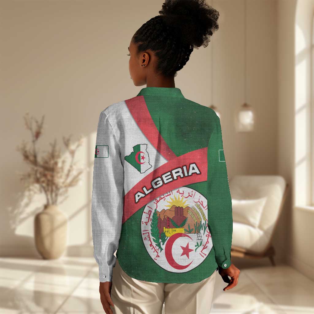 Algeria Women Casual Shirt with National Emblem and Map Design TS04