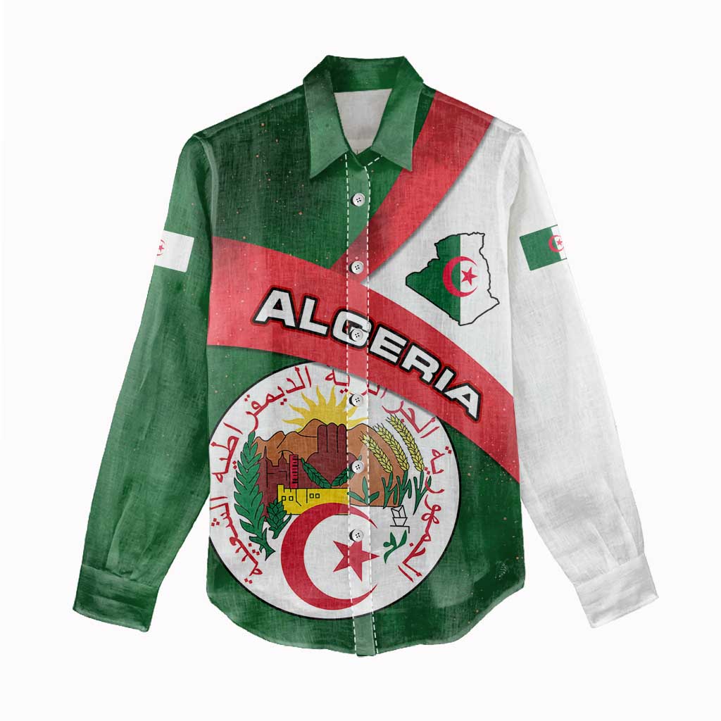 Algeria Women Casual Shirt with National Emblem and Map Design TS04