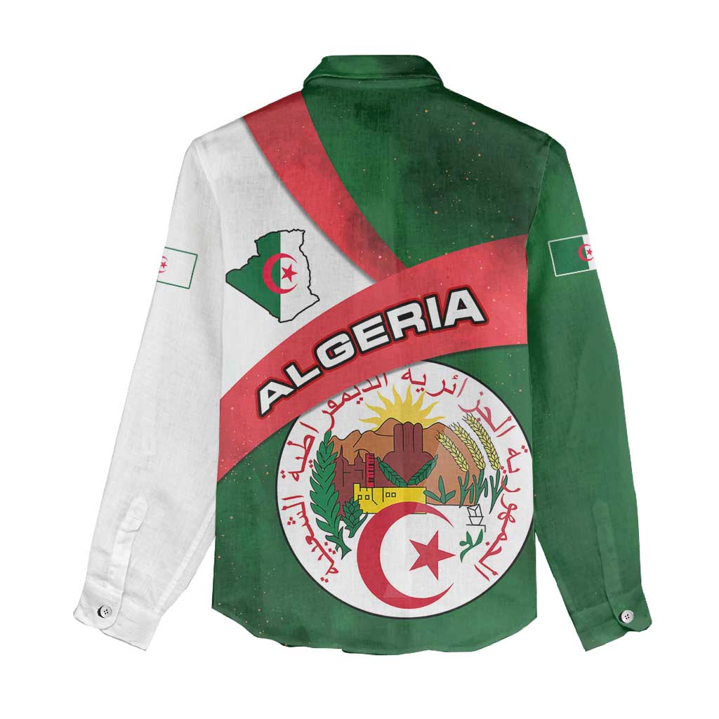 Algeria Women Casual Shirt with National Emblem and Map Design TS04