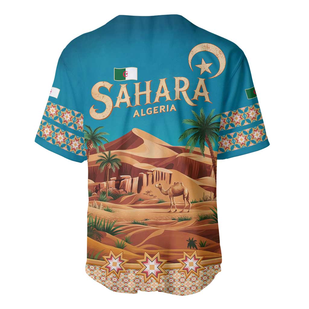 Sahara Algeria Baseball Jersey with Desert Camel Landscape and Islamic Motif Design TS04