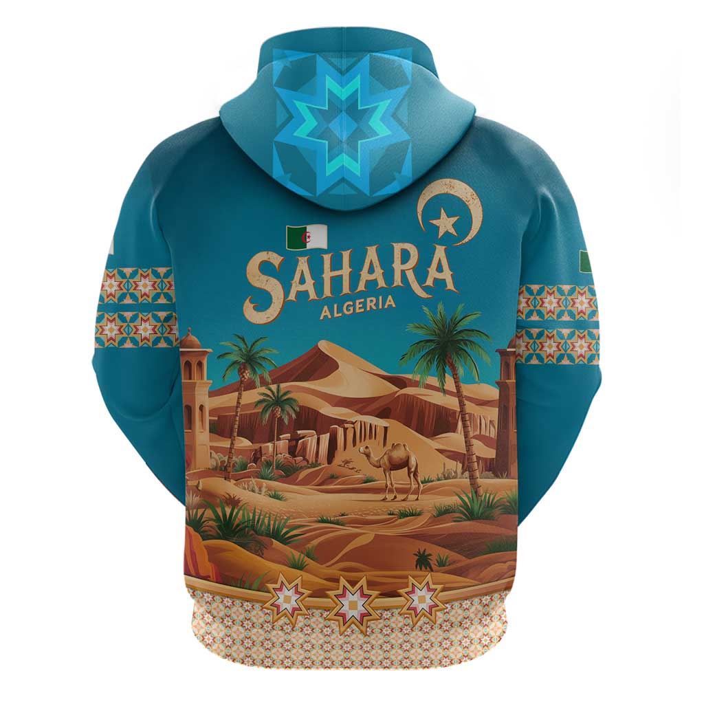 Sahara Algeria Hoodie with Desert Camel Landscape and Islamic Motif Design TS04