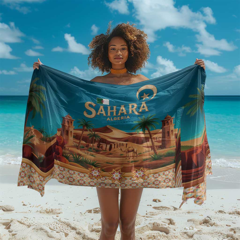 Sahara Algeria Sarong with Desert Camel Landscape and Islamic Motif Design TS04