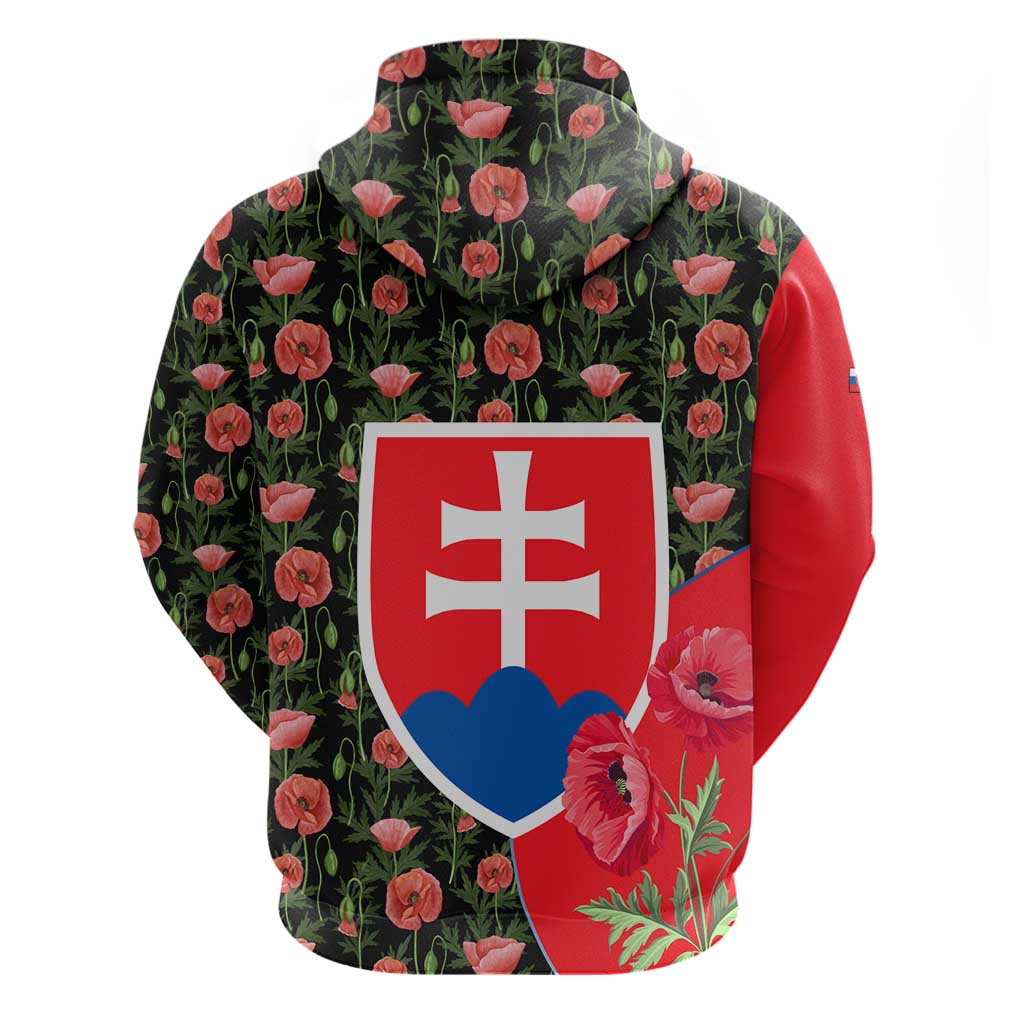 Slovakia Coat of Arms Hoodie with Red Poppy Flowers and Bold Flag Colors Design TS04