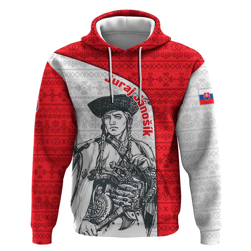 Juraj Janosik Slovakia Hoodie with Folk Pattern Red White Legend Spirit TS04