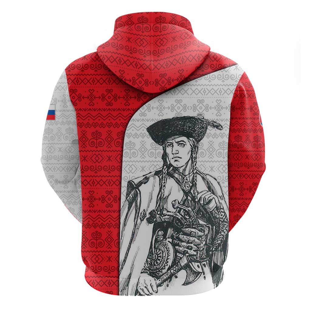 Juraj Janosik Slovakia Hoodie with Folk Pattern Red White Legend Spirit TS04
