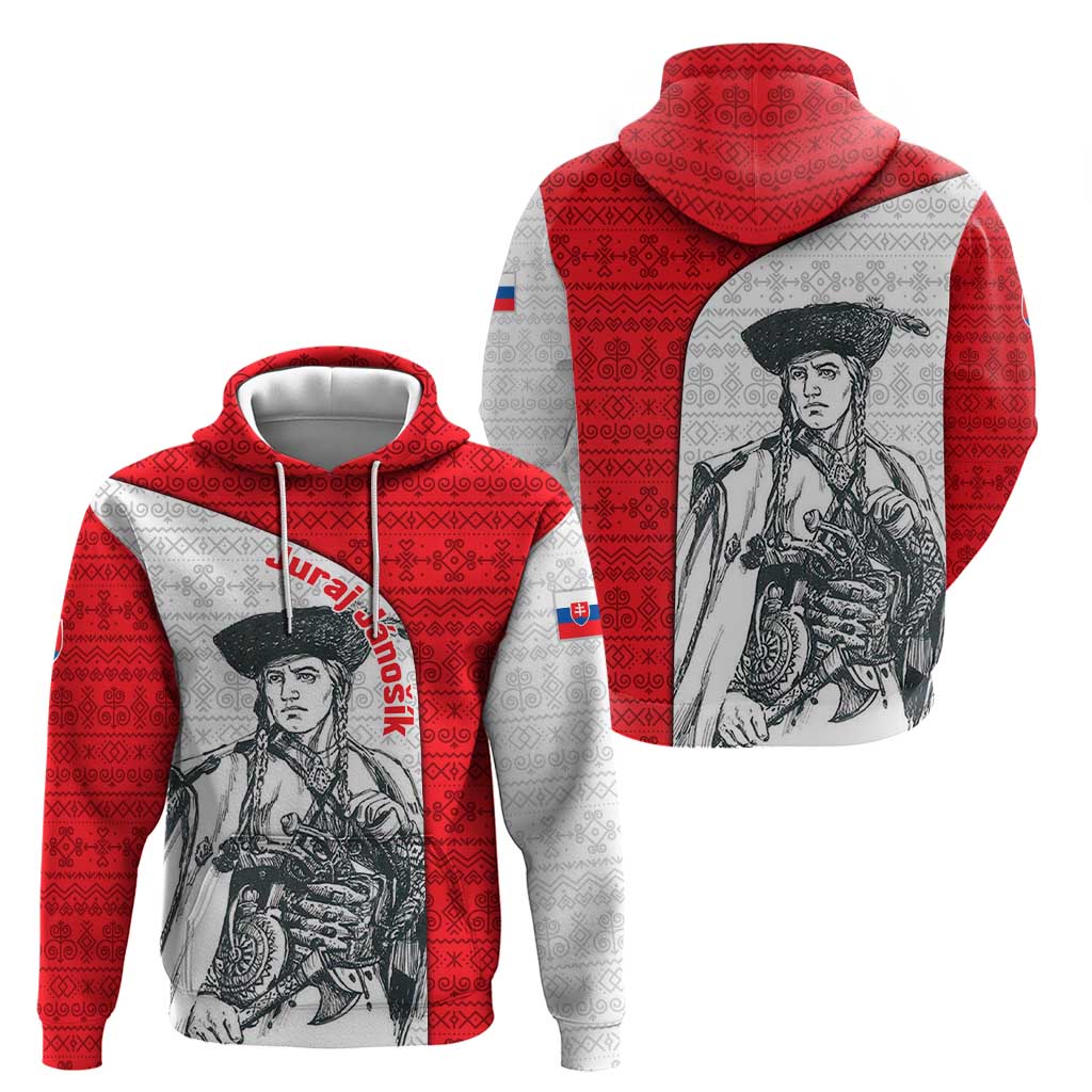 Juraj Janosik Slovakia Hoodie with Folk Pattern Red White Legend Spirit TS04