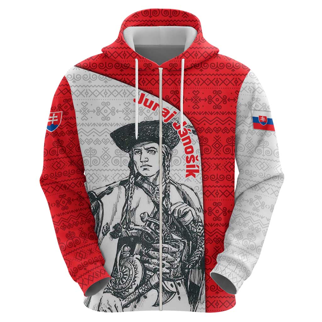 Juraj Janosik Slovakia Hoodie with Folk Pattern Red White Legend Spirit TS04