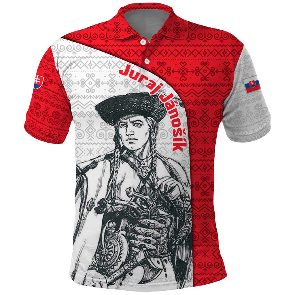 Juraj Janosik Slovakia Polo Shirt with Folk Pattern Red White Legend Spirit TS04